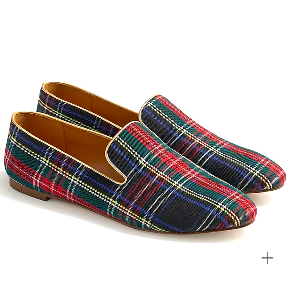 J.Crew Factory tartan plaid smoking loafers. Size 6.5 NWOT